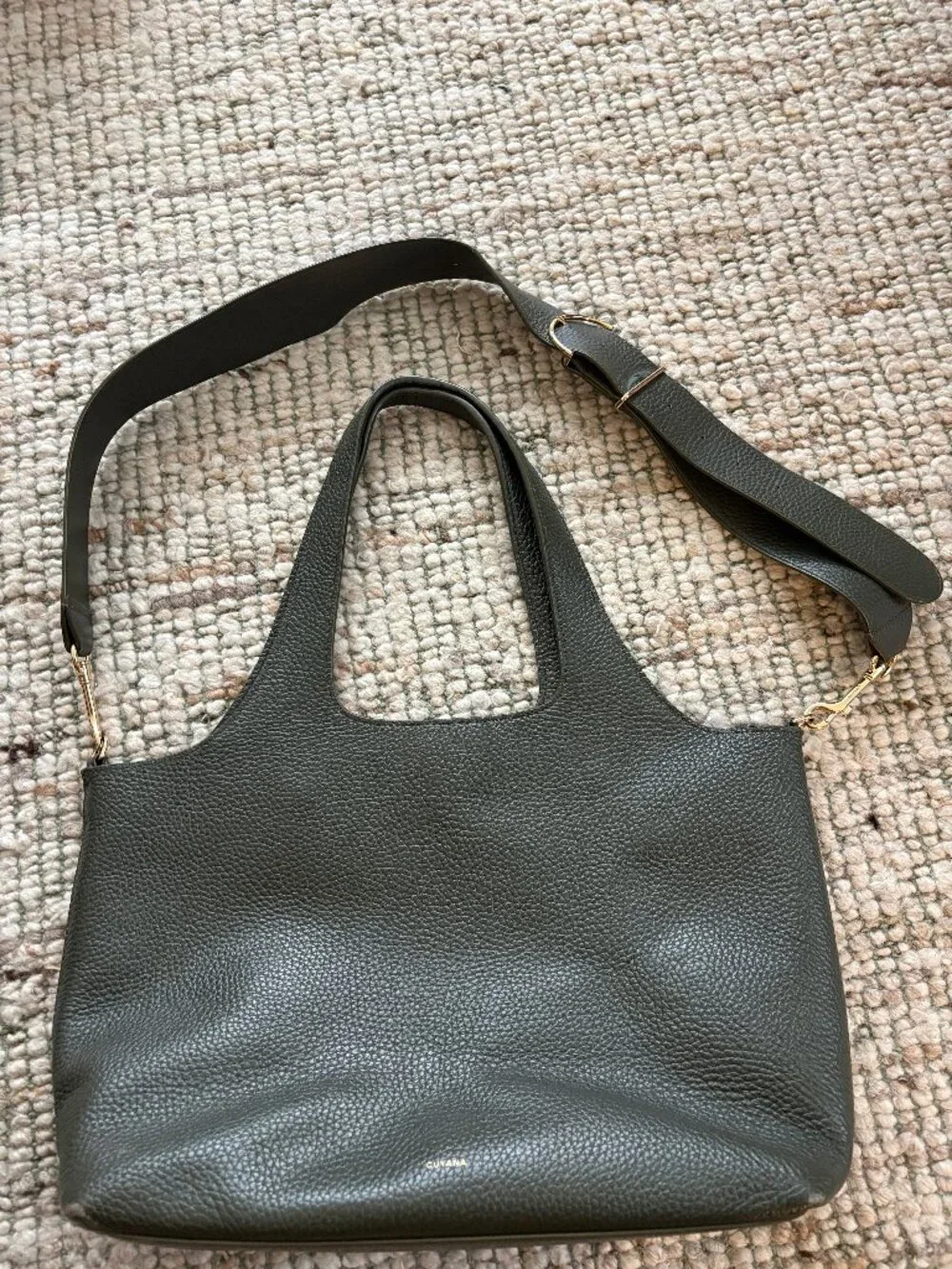Cuyana Olive System Tote (13 in) with strap and laptop insert in tan